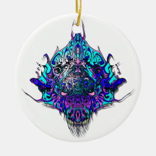 Alien Head - Blue and lila Julgransprydnad Keramik