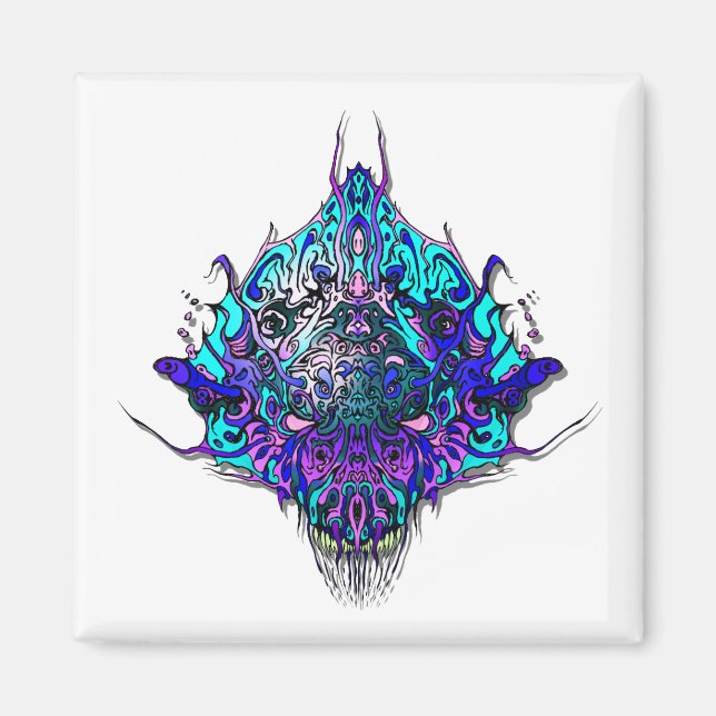 Alien Head - Blue and lila Magnet (Framsidan)