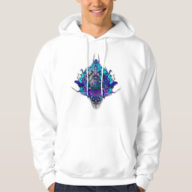 Alien Head - Blue and lila Sweatshirt Med Luva (Framsida)