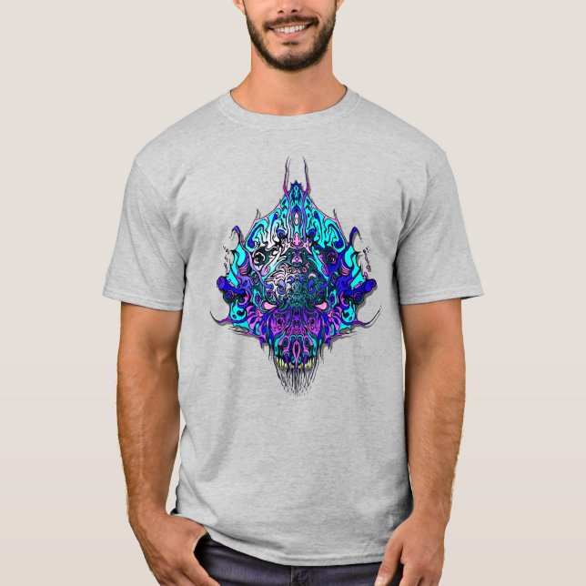 Alien Head - Blue and lila T Shirt (Framsida)