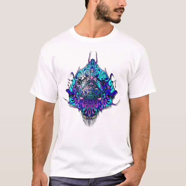 Alien Head - Blue and lila T Shirt (Framsida)