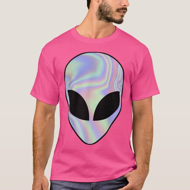 Alien Head Colorful Alien Rave T Shirt (Framsida)