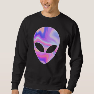Alien Head Colorful Rave UFO Lång Ärmad Tröja