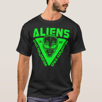 Alien Head Emblem med Utomjordingar Space Explorat T Shirt