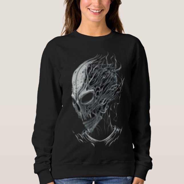 Alien Head Extraterrestrial UFO Glitch Alien Face T Shirt (Framsida)