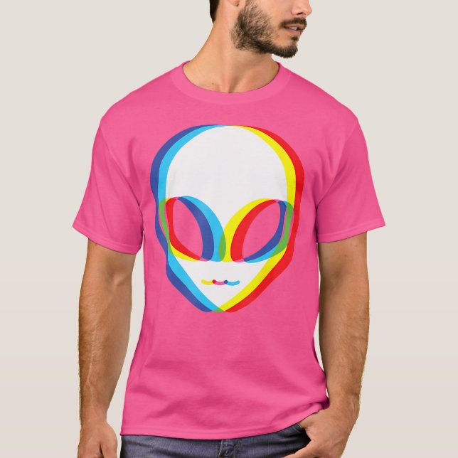 Alien Head Glitch Ufo Alien Älskare T Shirt (Framsida)