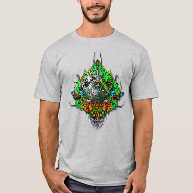 Alien Head - grönt T Shirt (Framsida)