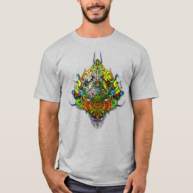 Alien Head - gult T Shirt (Framsida)