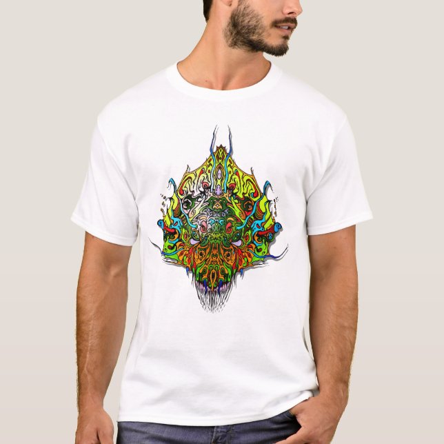 Alien Head - gult T Shirt (Framsida)