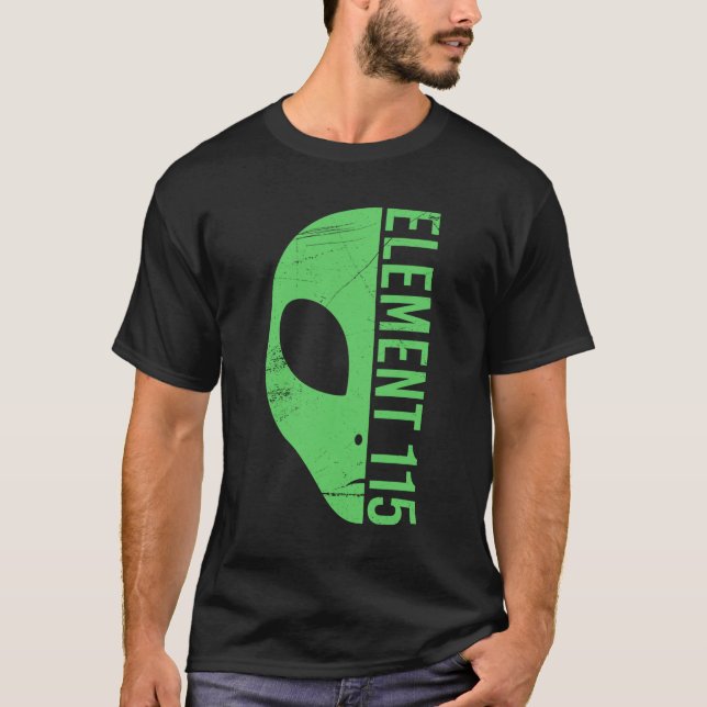 Alien Head Inslag 115 Ununpentium Area 51 UFO UFO T Shirt (Framsida)