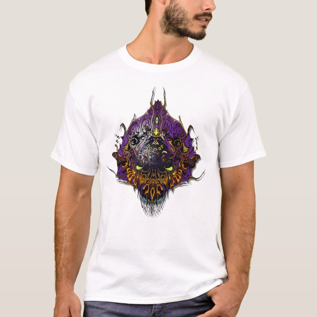 Alien Head - lila T Shirt (Framsida)