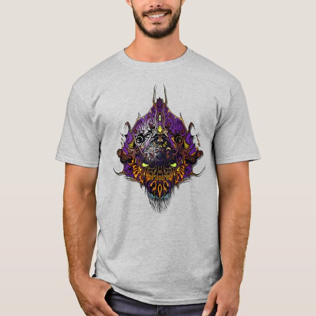 Alien Head - lila T Shirt (Framsida)