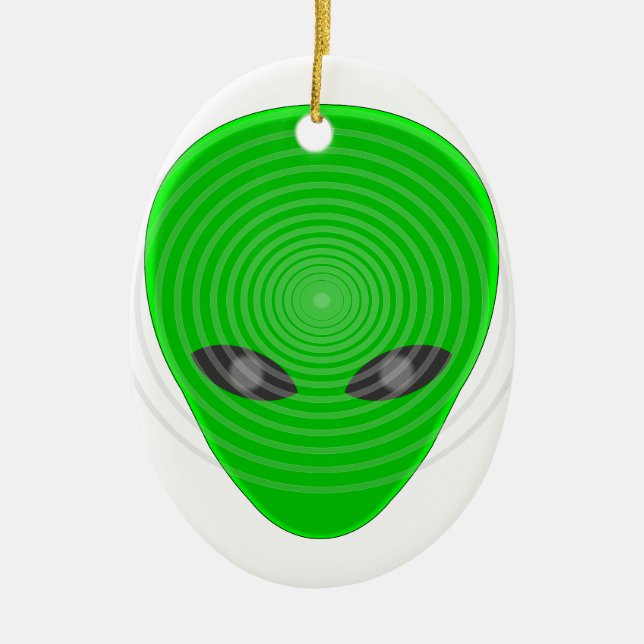 Alien Head Mind Control Julgransprydnad Keramik (Framsidan)