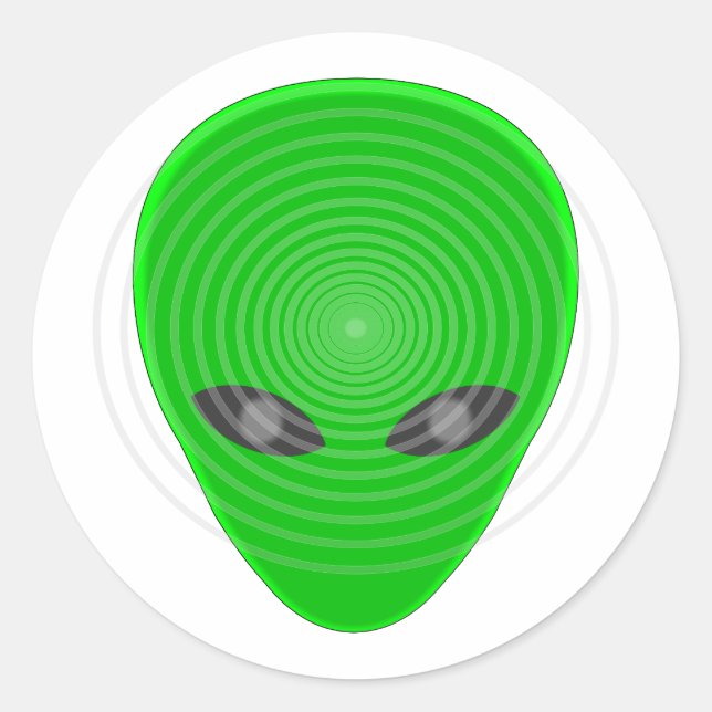 Alien Head Mind Control Runt Klistermärke (Framsida)