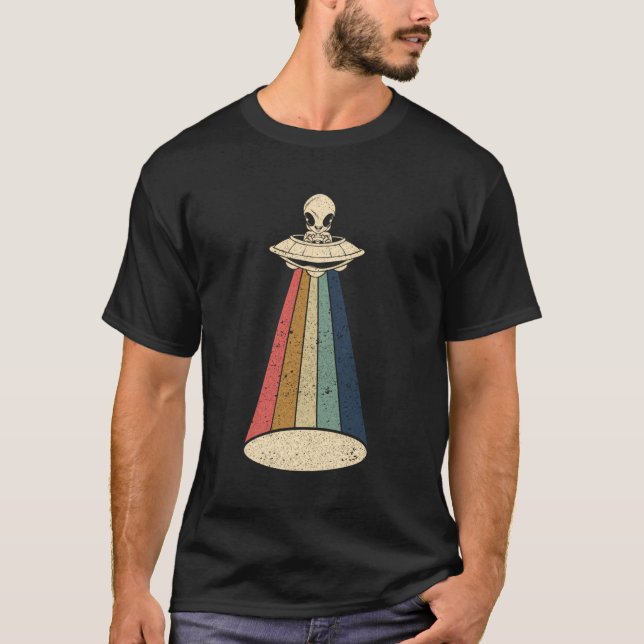 Alien Head Retro Ufo Alien T Shirt (Framsida)