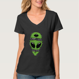 Alien Head Split Open med Galaxies Inside Art T Shirt
