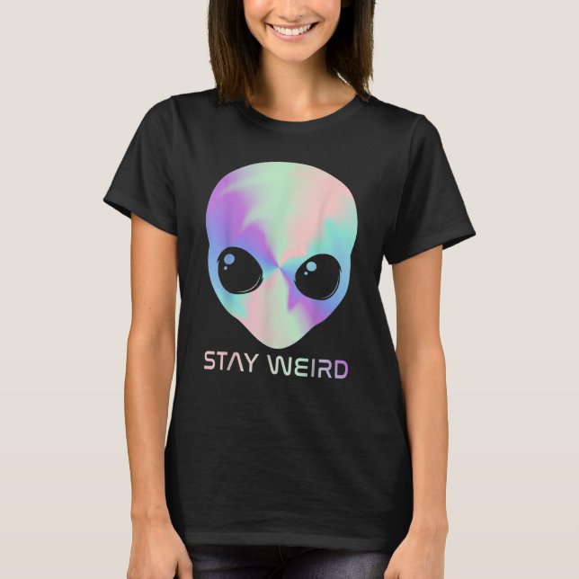 Alien Head Stay Weird Alien Space Loving Kids T Shirt (Framsida)