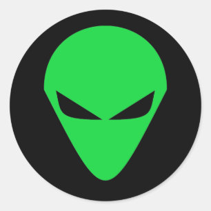 Alien Head Sticker Runt Klistermärke
