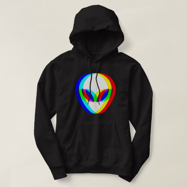 Alien Head Trippy Vaporwave Techno Rave EDM Music Hoodie (Design framsida)