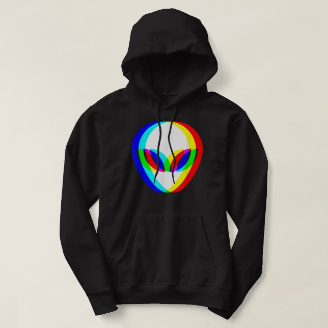 Alien Head Trippy Vaporwave Techno Rave EDM Music Hoodie (Design framsida)
