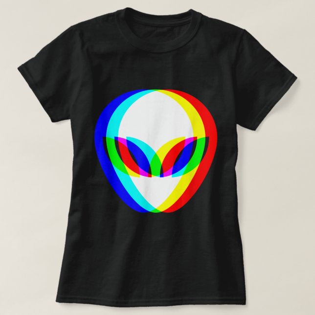 Alien Head Trippy Vaporwave Techno Rave EDM Music T Shirt (Design framsida)