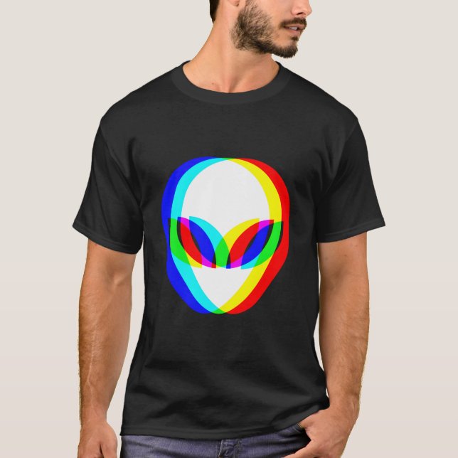 Alien Head Trippy Vaporwave Techno Rave Edm Music  T Shirt (Framsida)