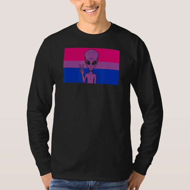 Alien Head Ufo Fredstecken Gaylien Bisexual Pride  T Shirt (Framsida)