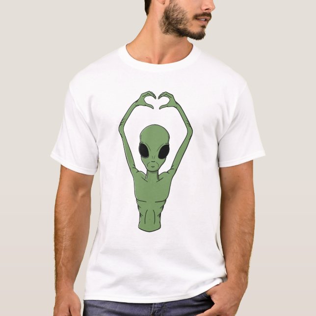 Alien Heart Pose T Shirt (Framsida)