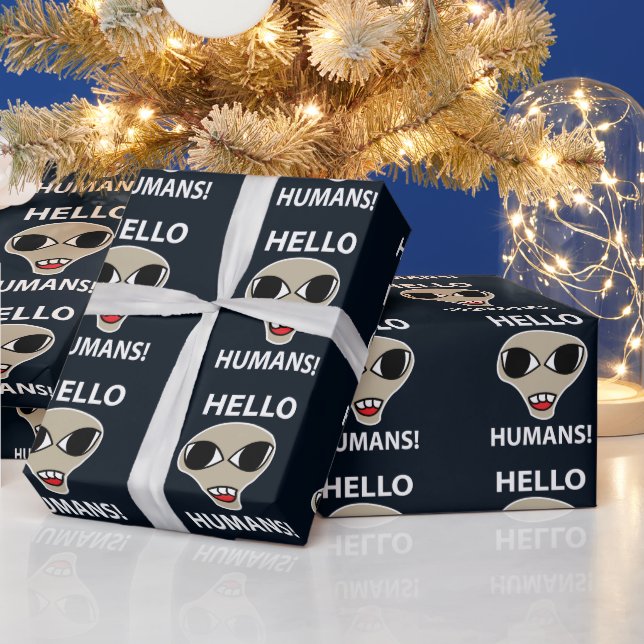 Alien Hej Människor Roligt  Presentpapper (Helgdagar)