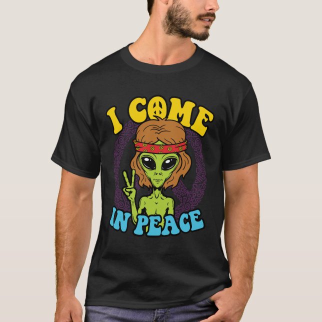 Alien Hippie I Kom i fred T Shirt (Framsida)