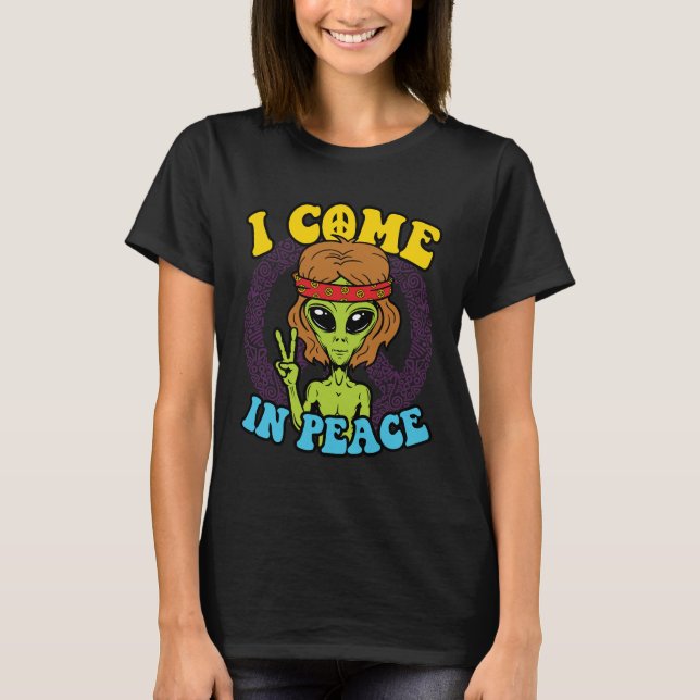 Alien Hippie I Kom i fred T Shirt (Framsida)