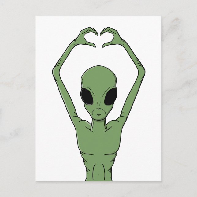 Alien Hjärt Pose Vykort (Framsida)