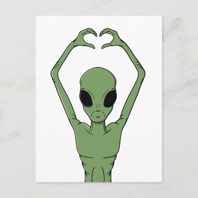 Alien hjärta Pose Helg Vykort (Framsida)