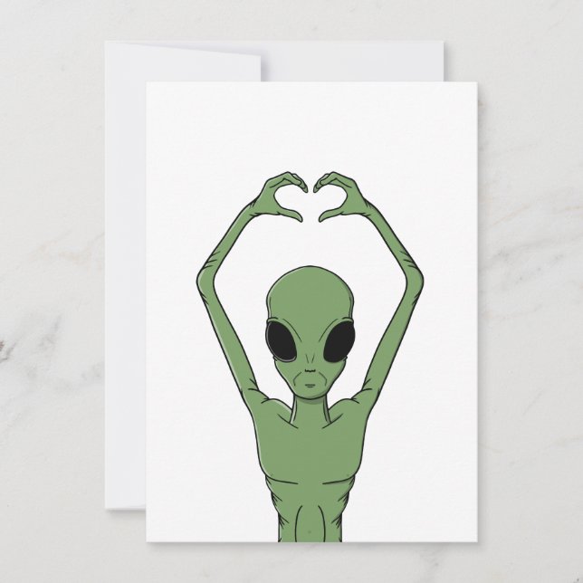 Alien hjärta Pose Inbjudningar (Framsida)