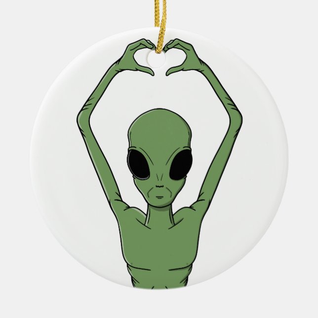 Alien hjärta Pose Julgransprydnad Keramik (Framsidan)