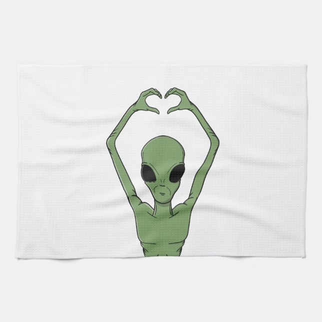 Alien hjärta Pose Kökshandduk (Horisontell)