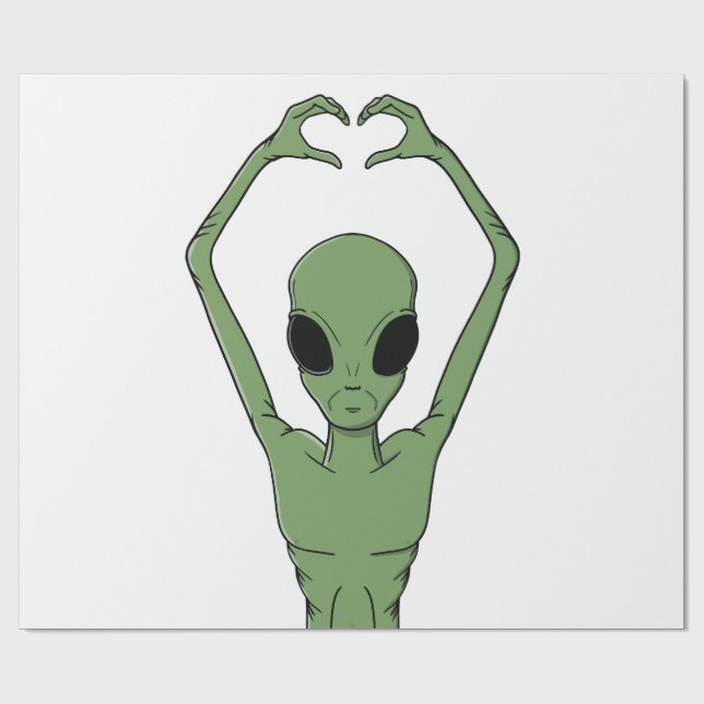 Alien hjärta Pose Presentpapper (Platt)