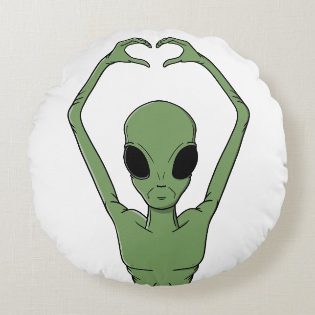 Alien hjärta Pose Rund Kudde (Framsidan)