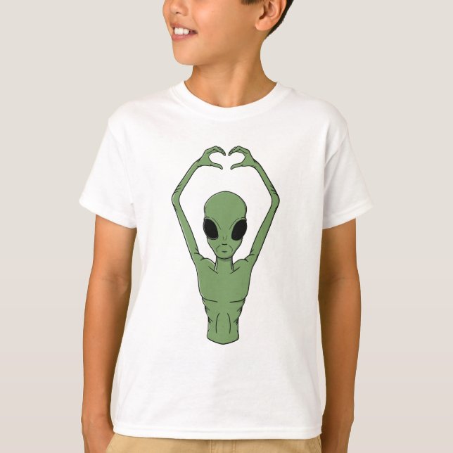 Alien hjärta Pose T Shirt (Framsida)