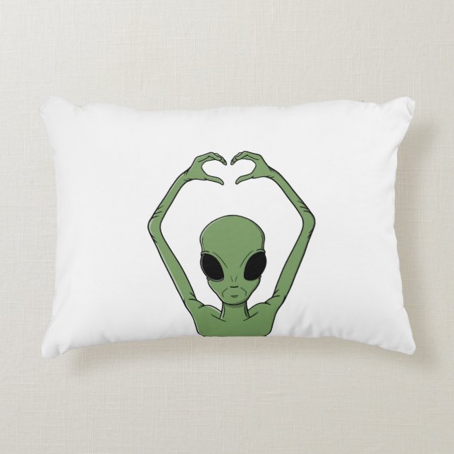 Alien hjärtpose prydnadskudde (Framsidan)
