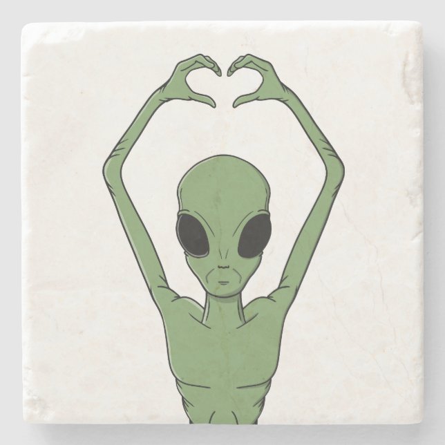Alien hjärtpose stenunderlägg (Framsidan)