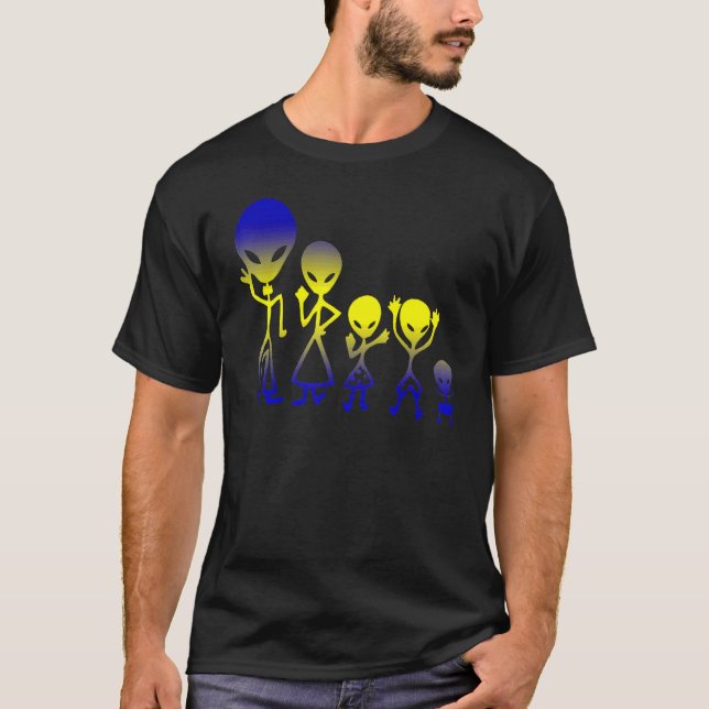 Alien Human Evolution Family Rymden Ufo Belie T Shirt (Framsida)