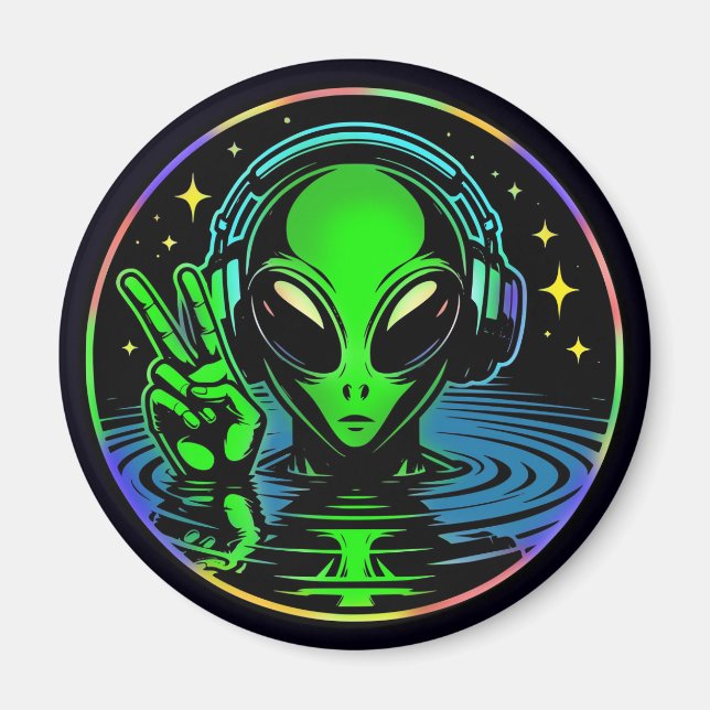 Alien i ge Fredstecken för hörlurar Magnet (Framsidan)