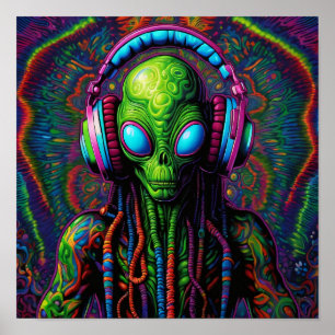 Alien i hörlurkonst poster