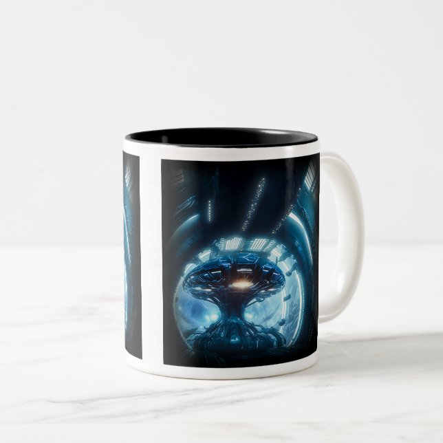 Alien i rymden 2-Tone Mugg, 11 oz Två-Tonad Mugg (Framsida höger)