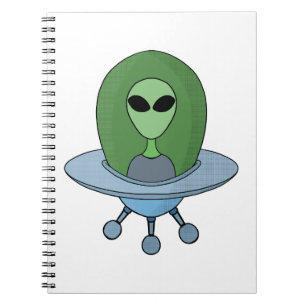 Alien i sitt lilla rymdskepp anteckningsbok