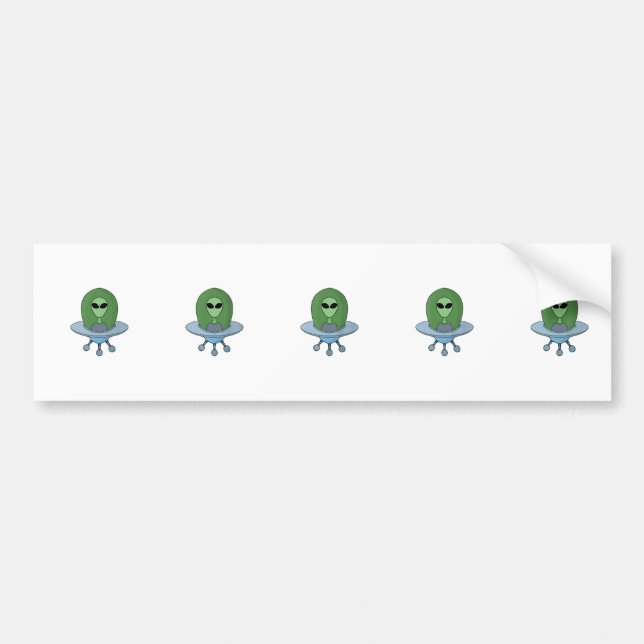 Alien i sitt lilla rymdskepp bildekal (Framsidan)