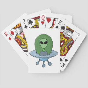 Alien i sitt lilla rymdskepp casinokort