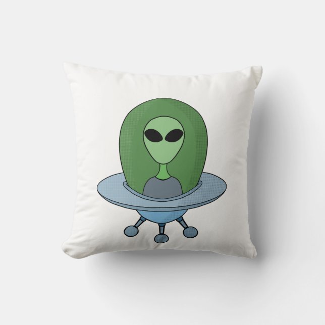 Alien i sitt lilla rymdskepp kudde (Framsida)