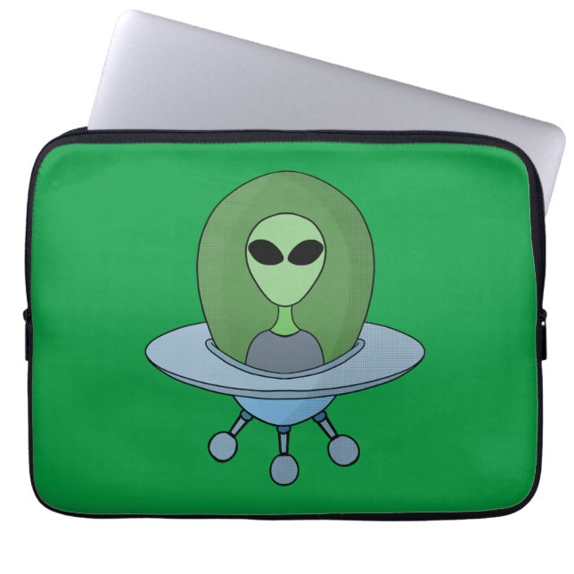 Alien i sitt lilla rymdskepp laptop fodral (Framsidan)